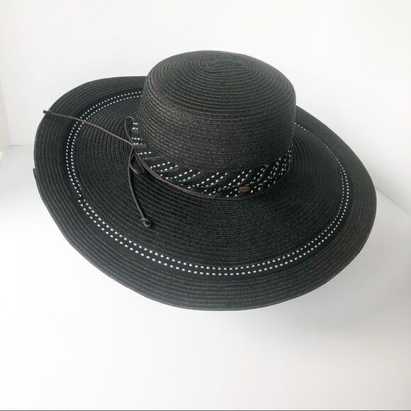 HBY Miami Blue Straw wide brim Hat - Picture 1 of 5